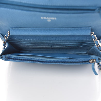 Chanel Iridescent Caviar Quilted Wallet On Chain WOC Blue 5 of 13
