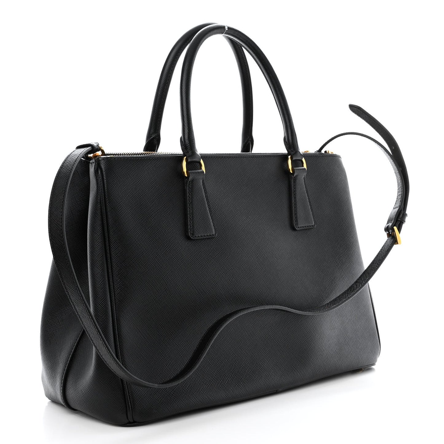 Saffiano Lux Medium Galleria Double Zip Tote Black