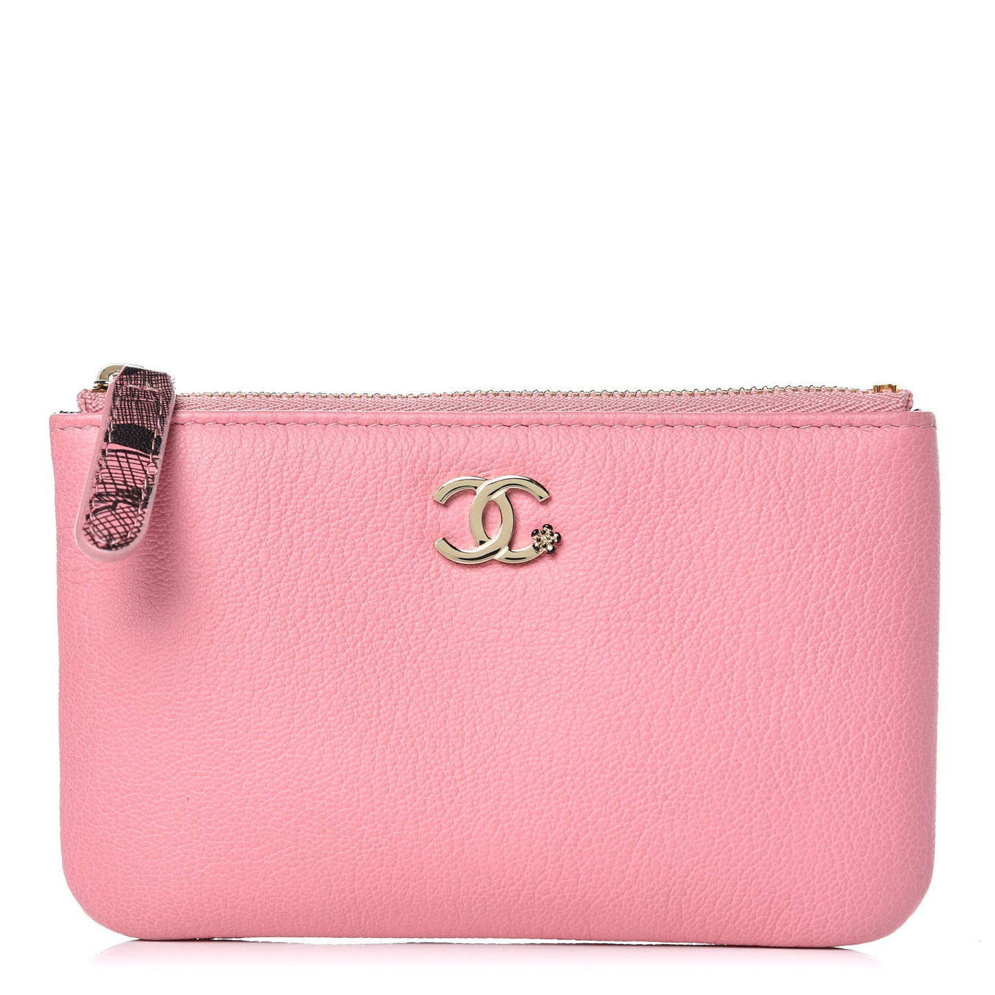 Goatskin Small CC Clover Cosmetic Case Pink