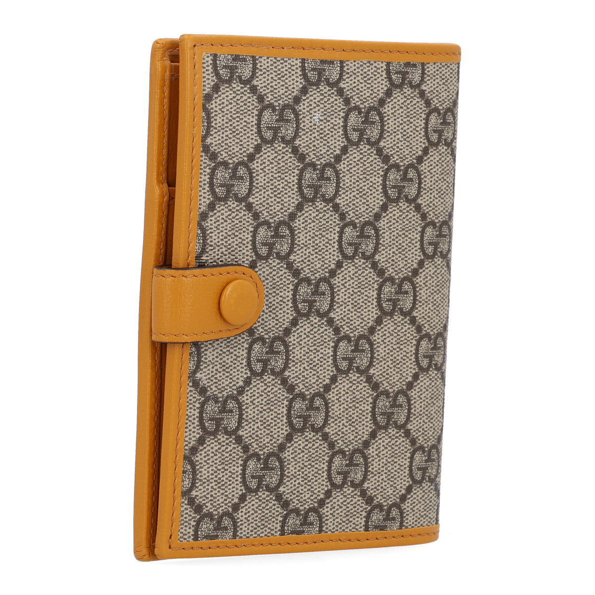 Gucci GG Supreme Monogram Textured Calfskin Retro Interlocking G Passport Case Beige Yellow 3 of 7