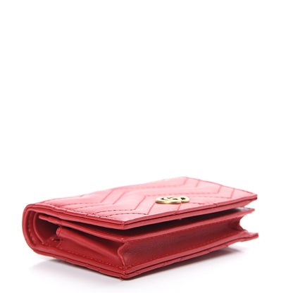 Gucci Calfskin Matelasse GG Marmont Card Case Wallet Hibiscus Red 3 of 8