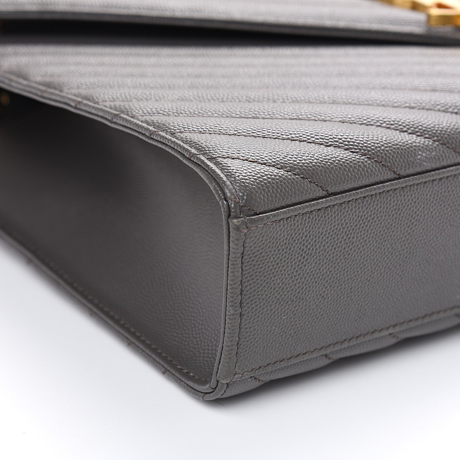 Saint Laurent Grain De Poudre Matelasse Chevron Large Monogram Satchel Earth 6 of 8