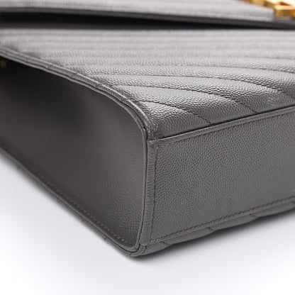 Saint Laurent Grain De Poudre Matelasse Chevron Large Monogram Satchel Earth 6 of 8