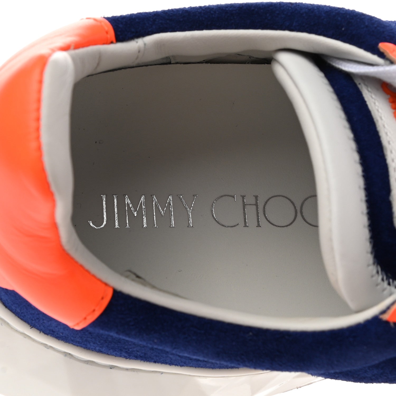 Jimmy Choo Suede Calfskin Diamond Low Top Sneaker 40 Cobalt Neon Orange 7 of 10