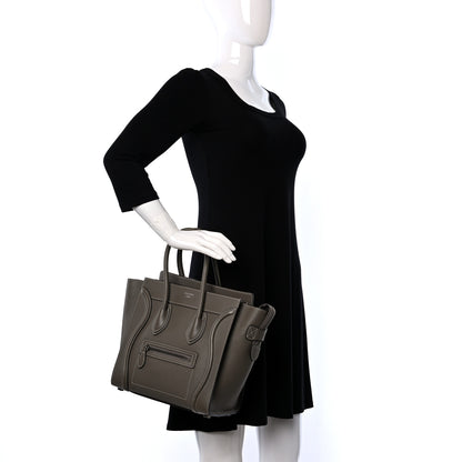 Celine Drummed Calfskin Micro Luggage Souris 2 of 9