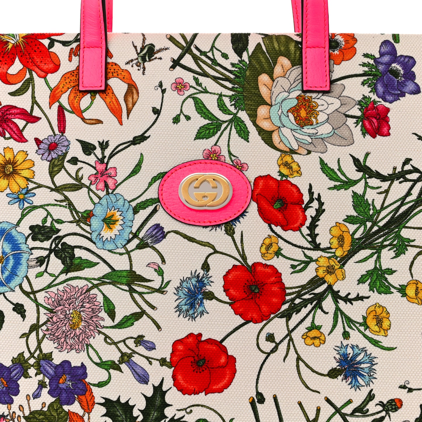 Canvas Large Flora Tote Pink Multicolor Fuchsia