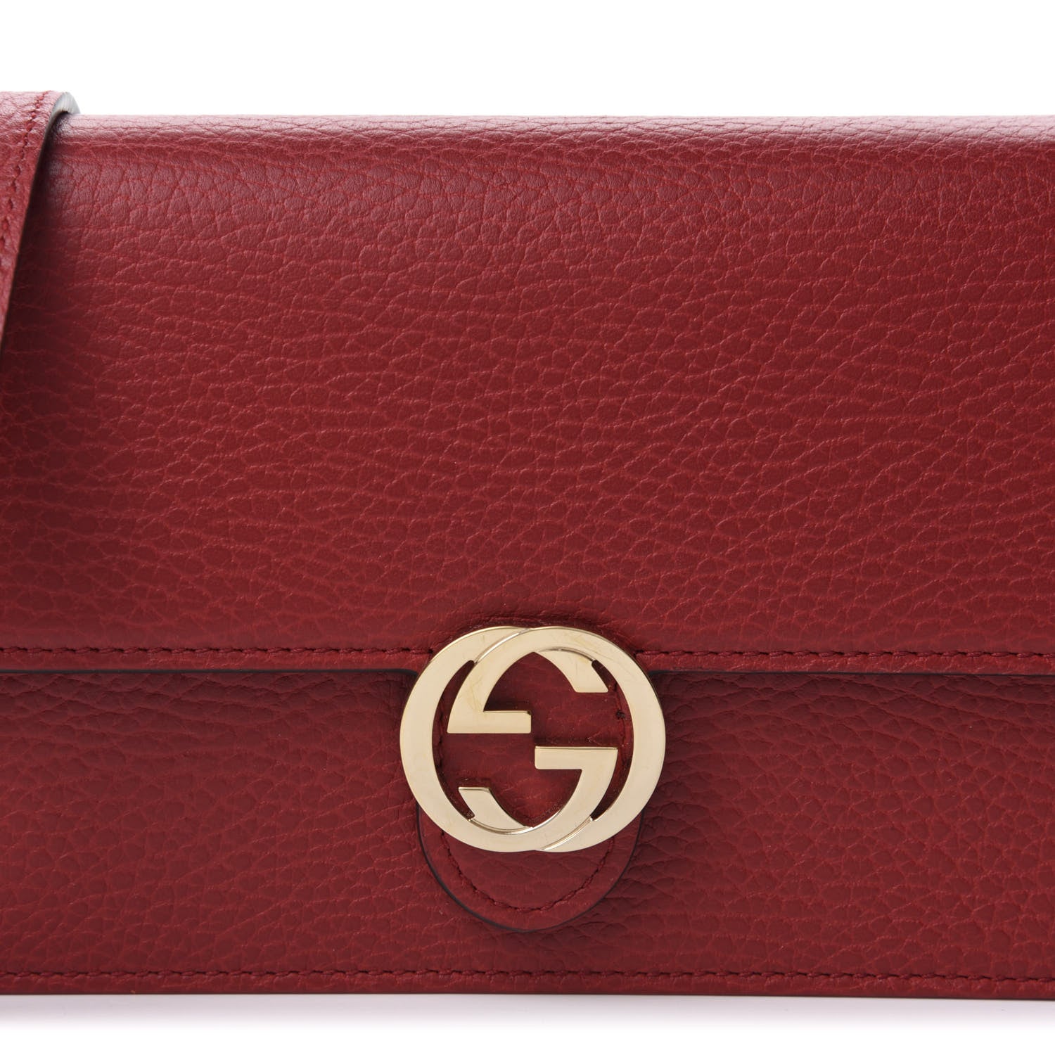Gucci Dollar Calfskin Interlocking G Chain Wallet Red 10 of 10