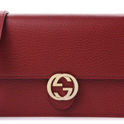 Gucci Dollar Calfskin Interlocking G Chain Wallet Red 10 of 10