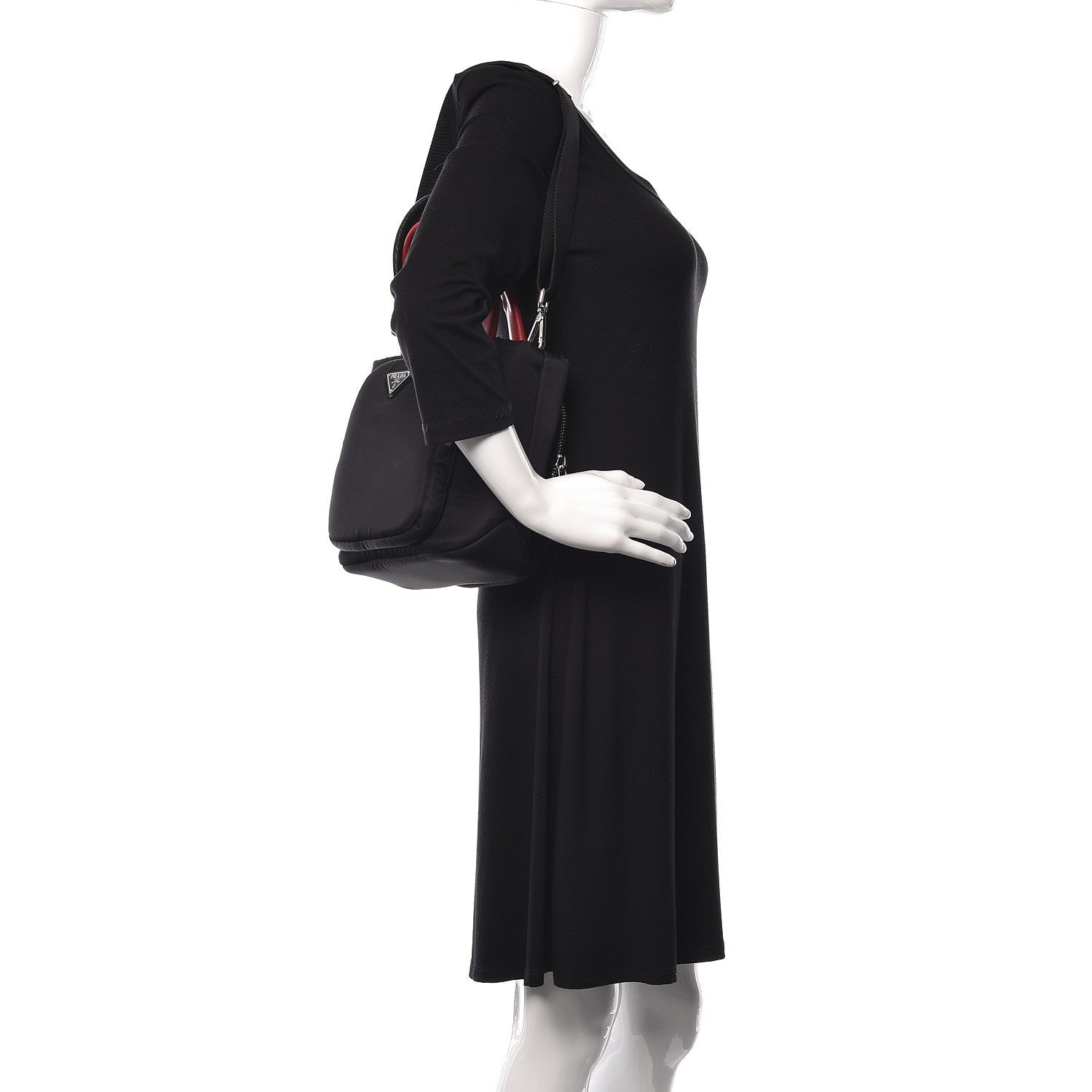 Prada Tessuto Nylon Pocket Small Cargo Tote Black Fuoco 3 of 11