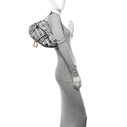 Christian Dior Canvas Embroidered Toile de Jouy Saddle Bag Blue 2 of 10