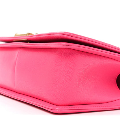 Chanel Caviar Chevron Quilted Medium Boy Flap Fuchsia 10 of 11