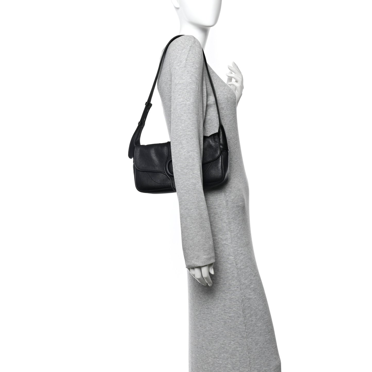 Goatskin Small GG Monochrome Aphrodite Shoulder Bag Black