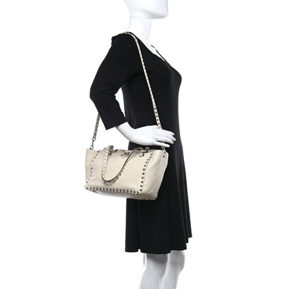 Valentino Garavani Vitello Small Rockstud Tote Ivory 3 of 13