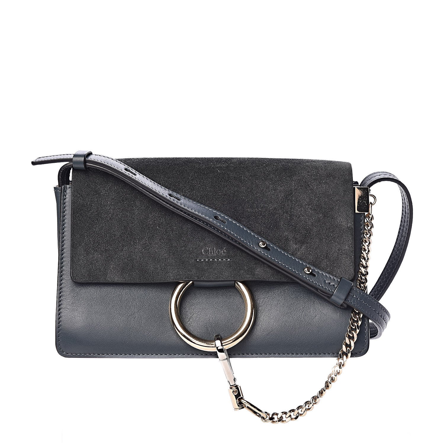 Chloe Suede Calfskin Small Faye Shoulder Bag Majolica Blue 1 of 9