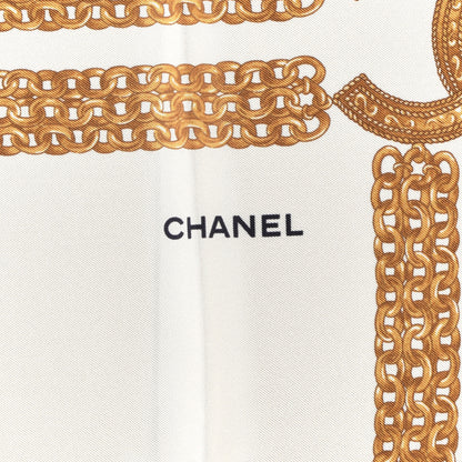 Chanel Silk CC Chain Square Scarf White Gold 4 of 4