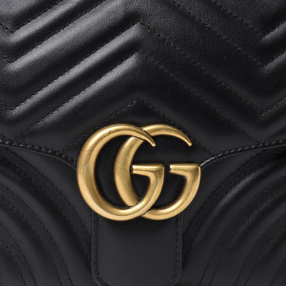 Gucci Calfskin Matelasse Sylvie Web Small GG Marmont Top Handle Shoulder Bag Black 10 of 10