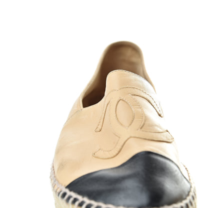 Chanel Lambskin CC Espadrilles 40 Beige Black 13 of 14