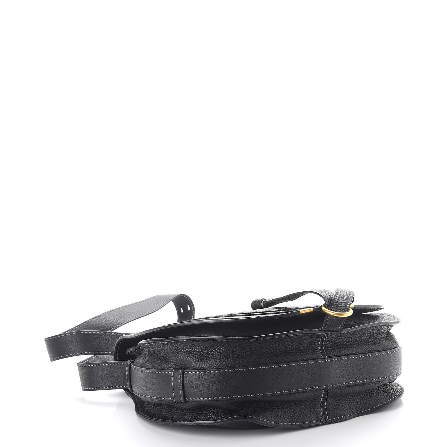 Calfskin Medium Marcie Round Crossbody Bag Black