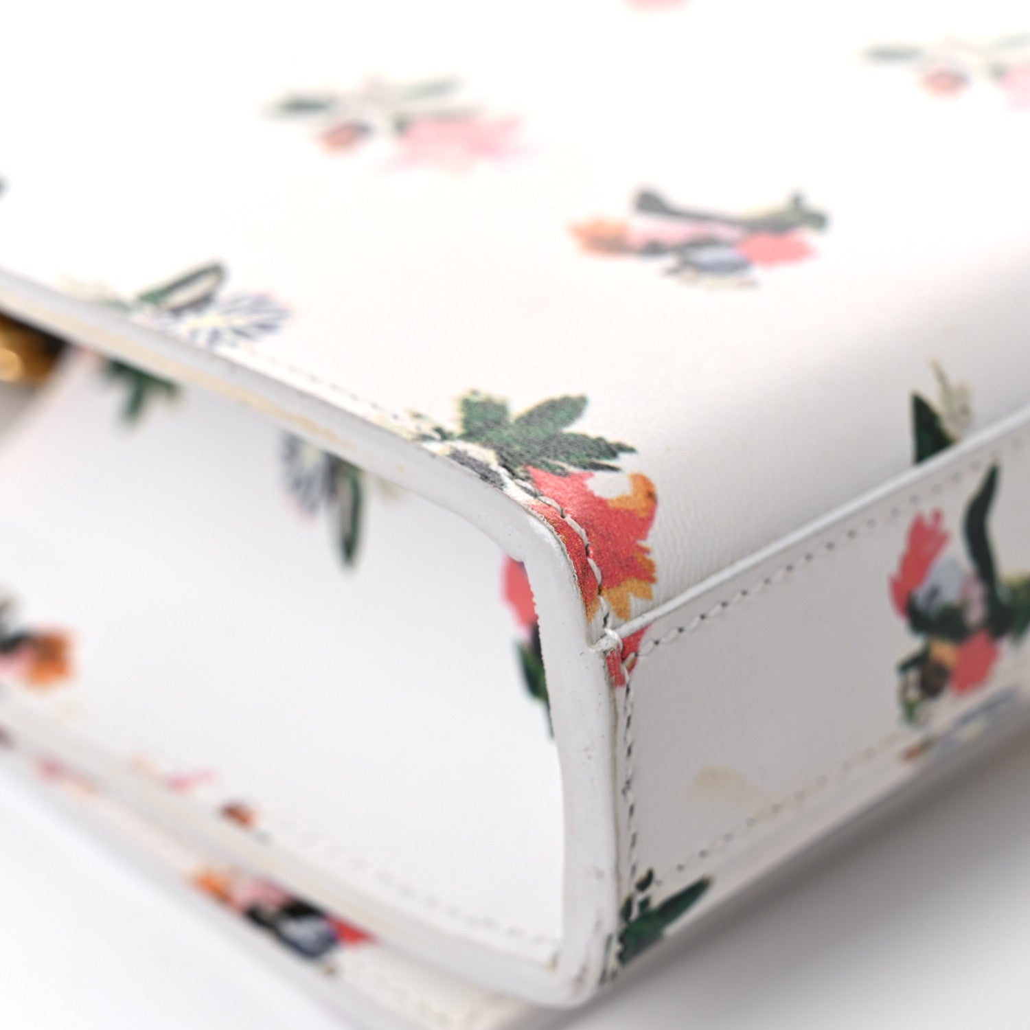 Saint Laurent Calfskin Prairie Flower Printed Small Classic Monogram Kate Satchel White 11 of 16