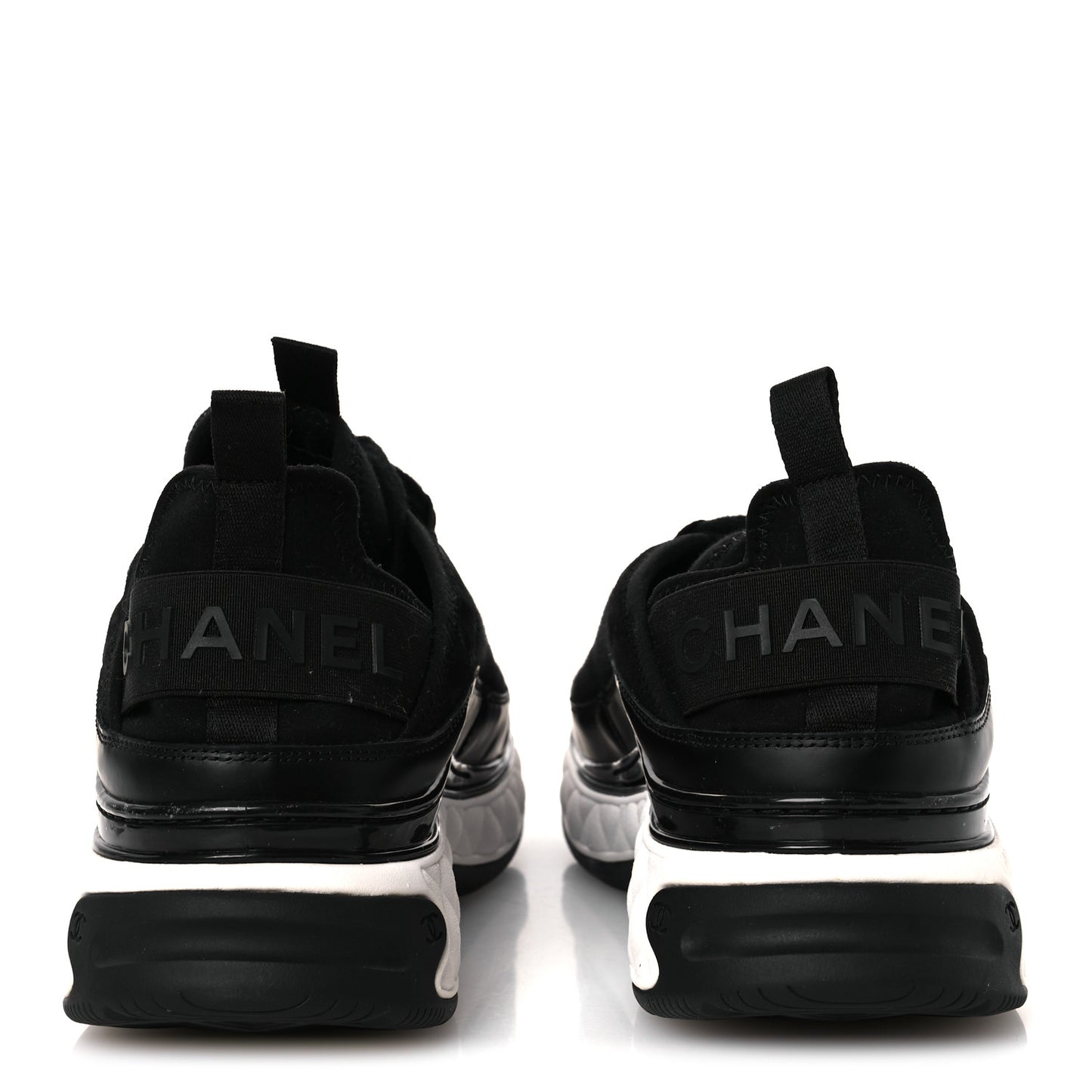 Velvet Calfskin Mixed Fibers CC Sneakers 40.5 Black