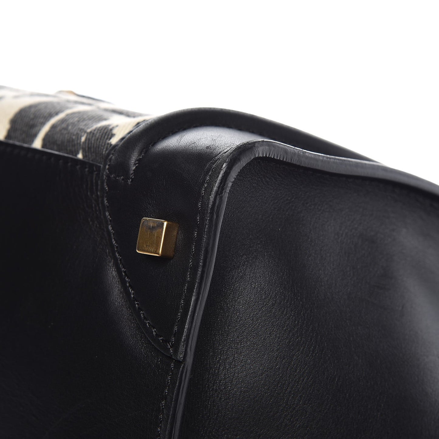 Canvas Smooth Calfskin Leopard Print Mini Luggage Black