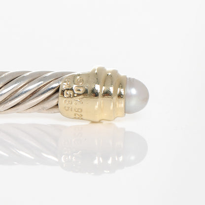 David Yurman Sterling Silver 14K Yellow Gold Pearl 5mm Cable Classics Petite Color Bracelet 5 of 5