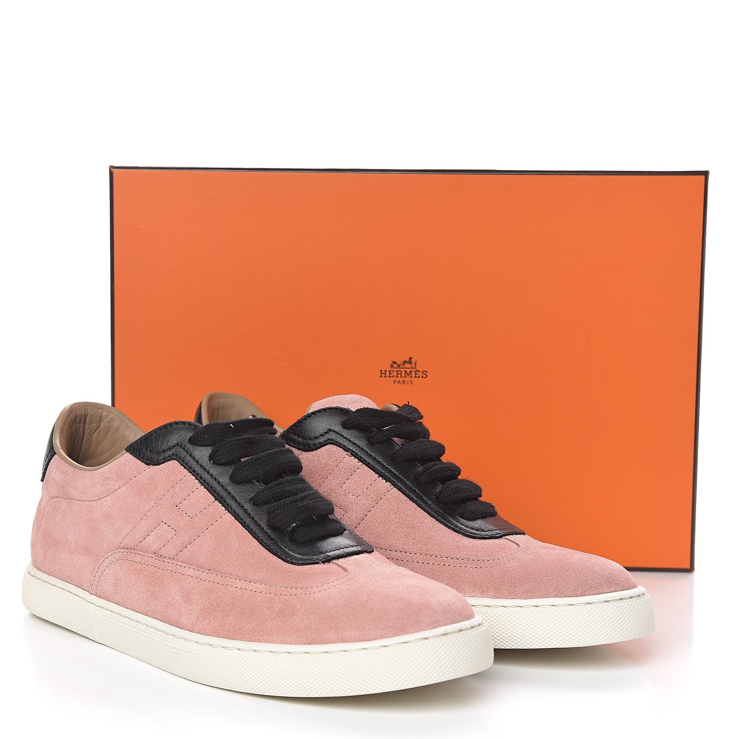 Hermes Swift Calfskin Velours Womens Quicker Sneakers 37.5 Grenat Black 9 of 9