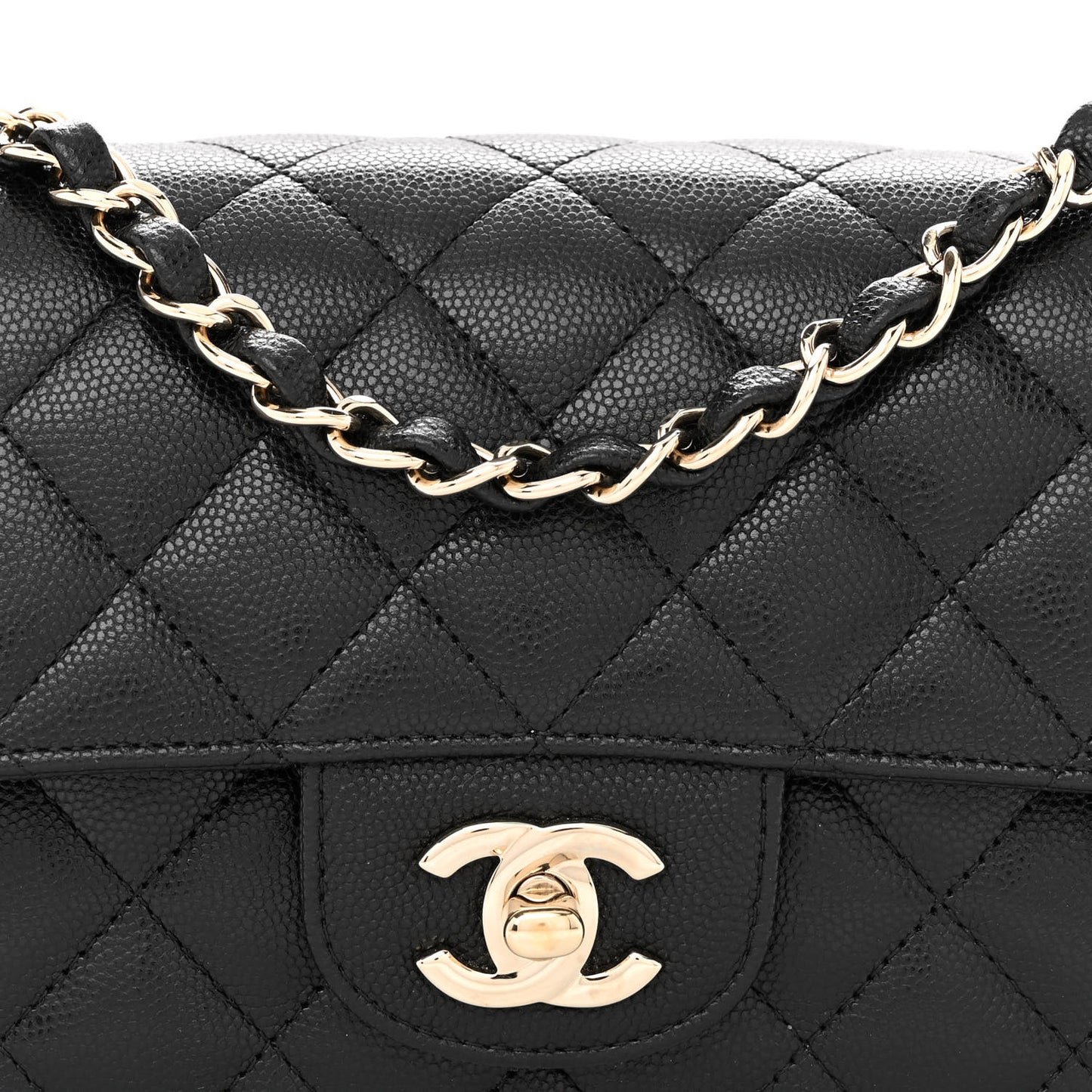 Caviar Quilted Mini Rectangular Flap Black