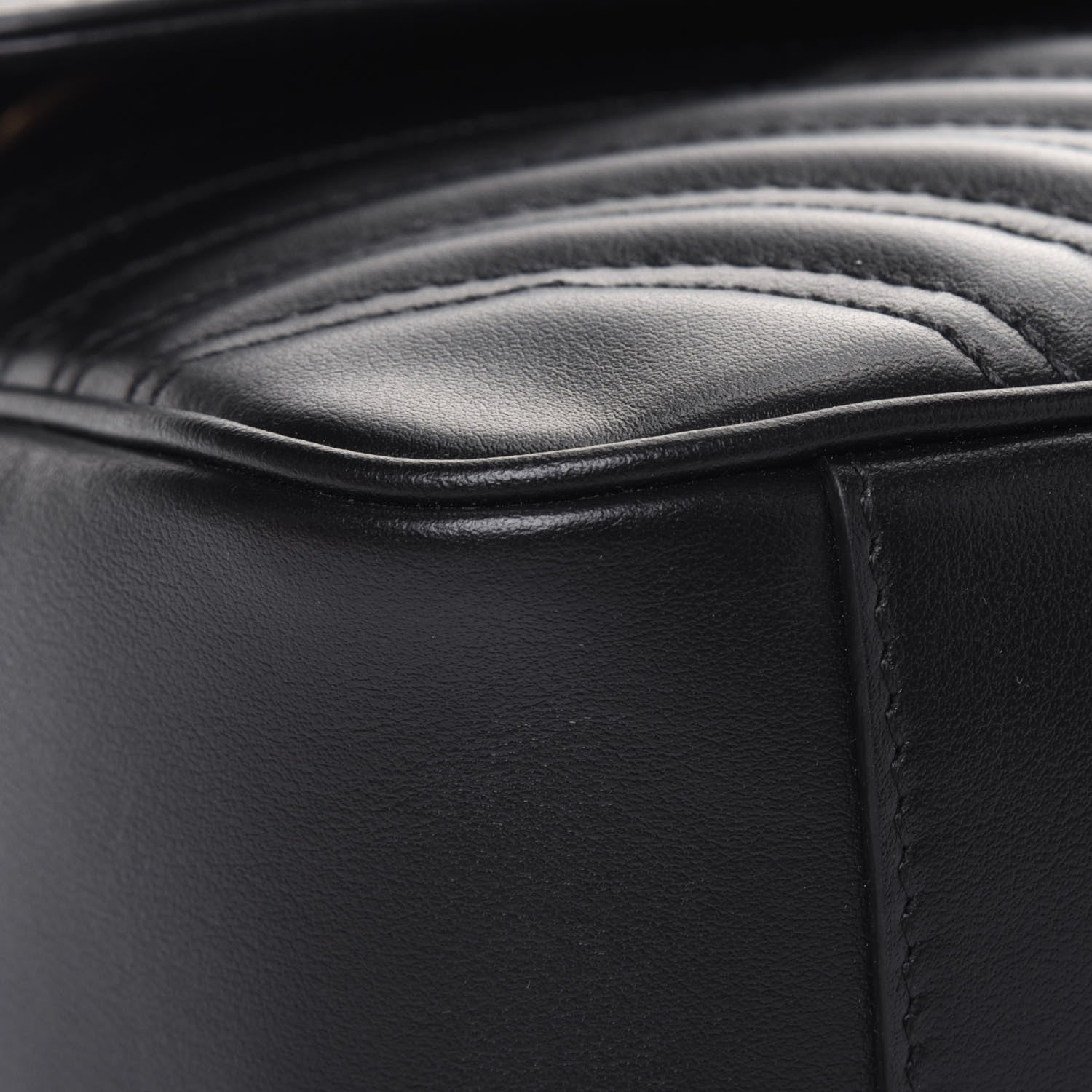 Gucci Calfskin Matelasse Small GG Marmont Shoulder Bag Black 9 of 14