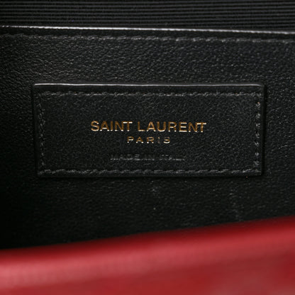 Saint Laurent Grain De Poudre Textured Mixed Matelasse Triquilt Medium Monogram Satchel Oxblood 6 of 10