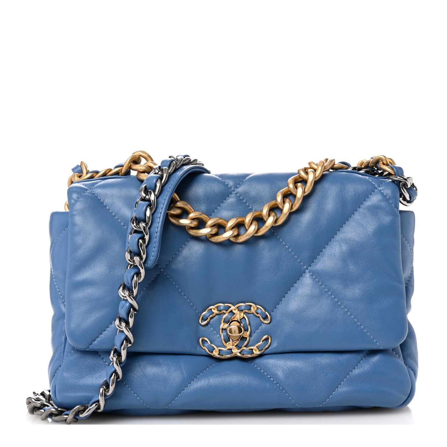 Chanel Lambskin Quilted Medium Chanel 19 Flap Blue 1 of 10