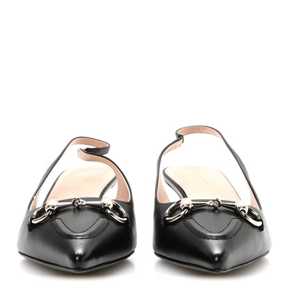 Gucci Malaga Kid Horsebit 45mm Slingback Pumps 39.5 Black 3 of 9
