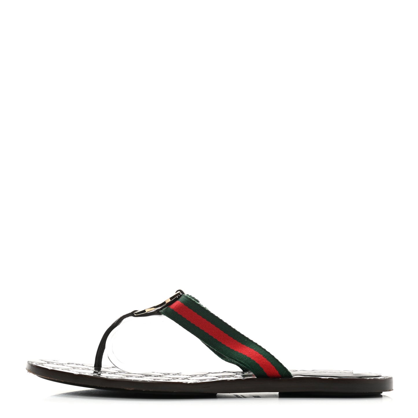 Nylon Guccissima Web Womens Thong Sandals 38 Green Red Cocoa