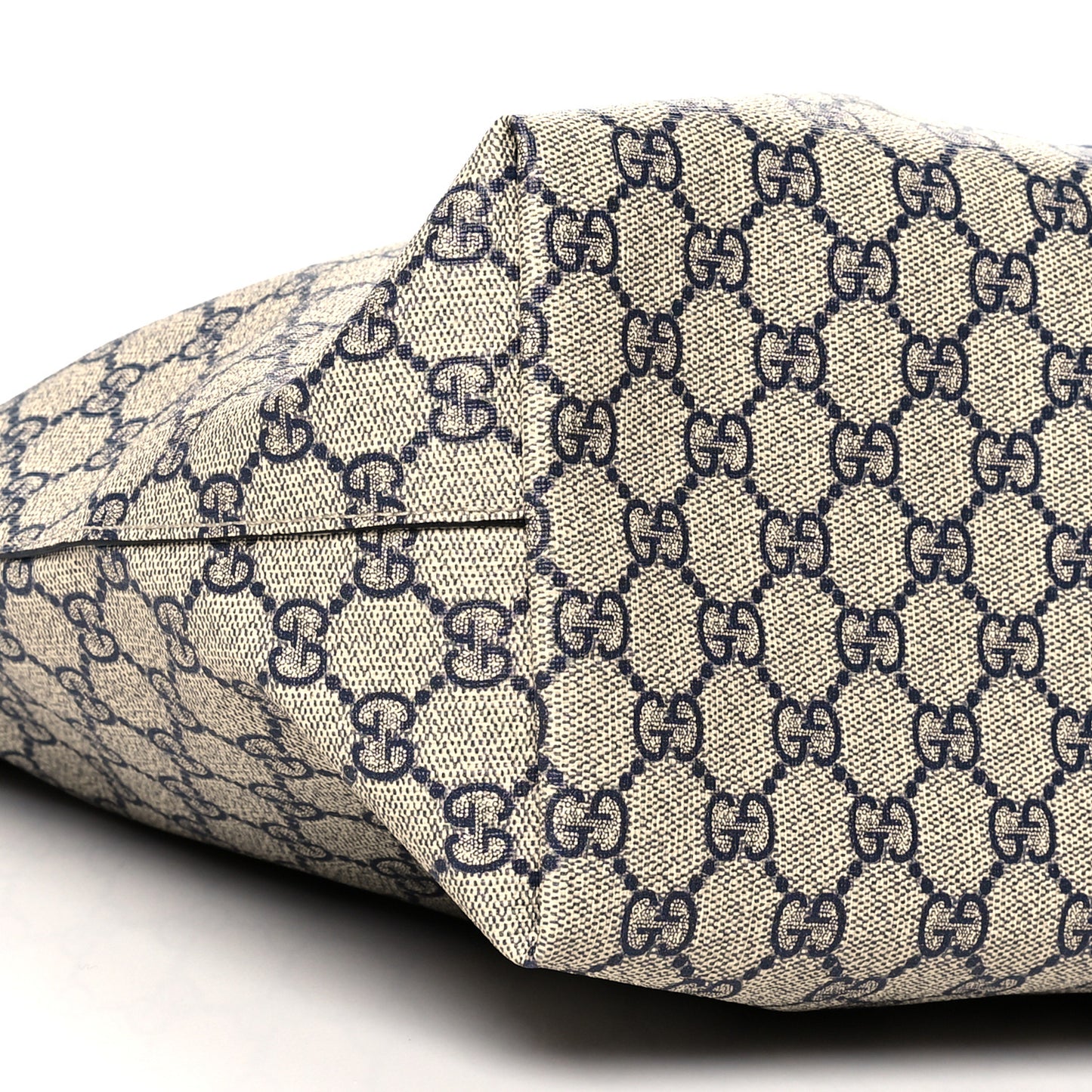 GG Supreme Monogram Textured Calfskin Web Medium Ophidia Shopping Tote Beige Blue