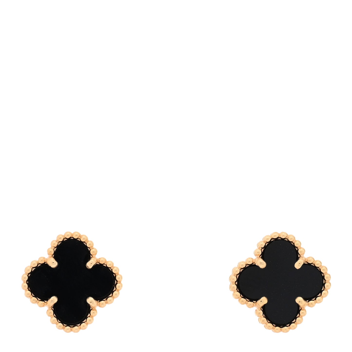 18K Yellow Gold Black Onyx Sweet Alhambra Earrings