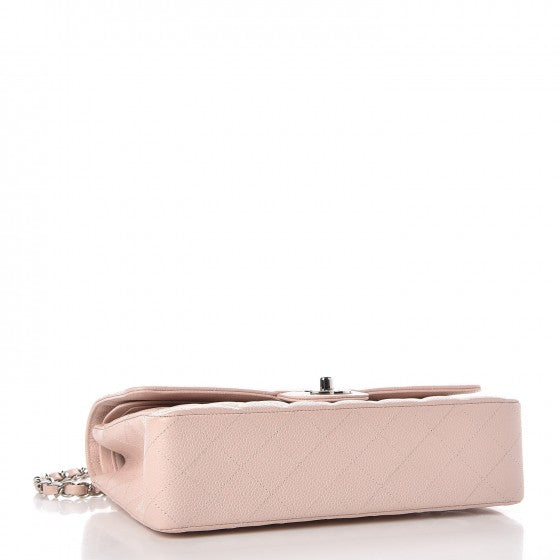 Caviar Quilted Medium Double Flap Pink