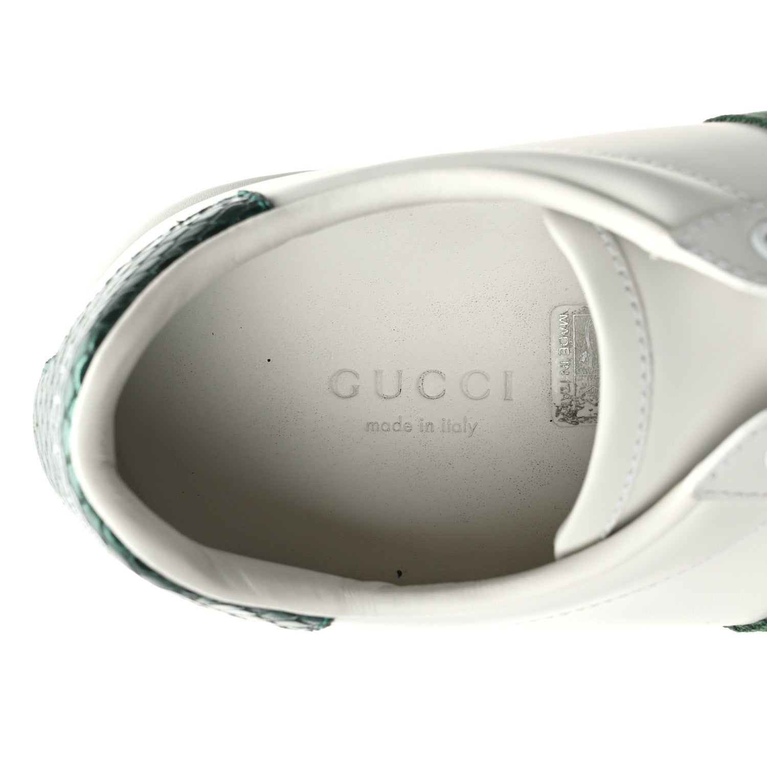 Gucci Calfskin Ayers Bee Embroidered Womens Ace Sneakers 36.5 White Green 8 of 10