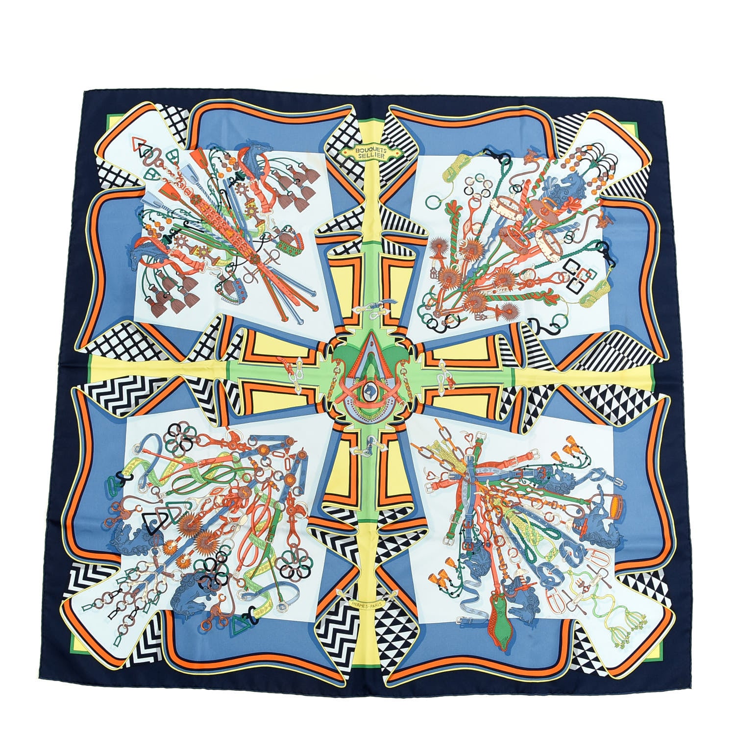 Hermes Silk Bouquets Sellier Scarf 90 1 of 6