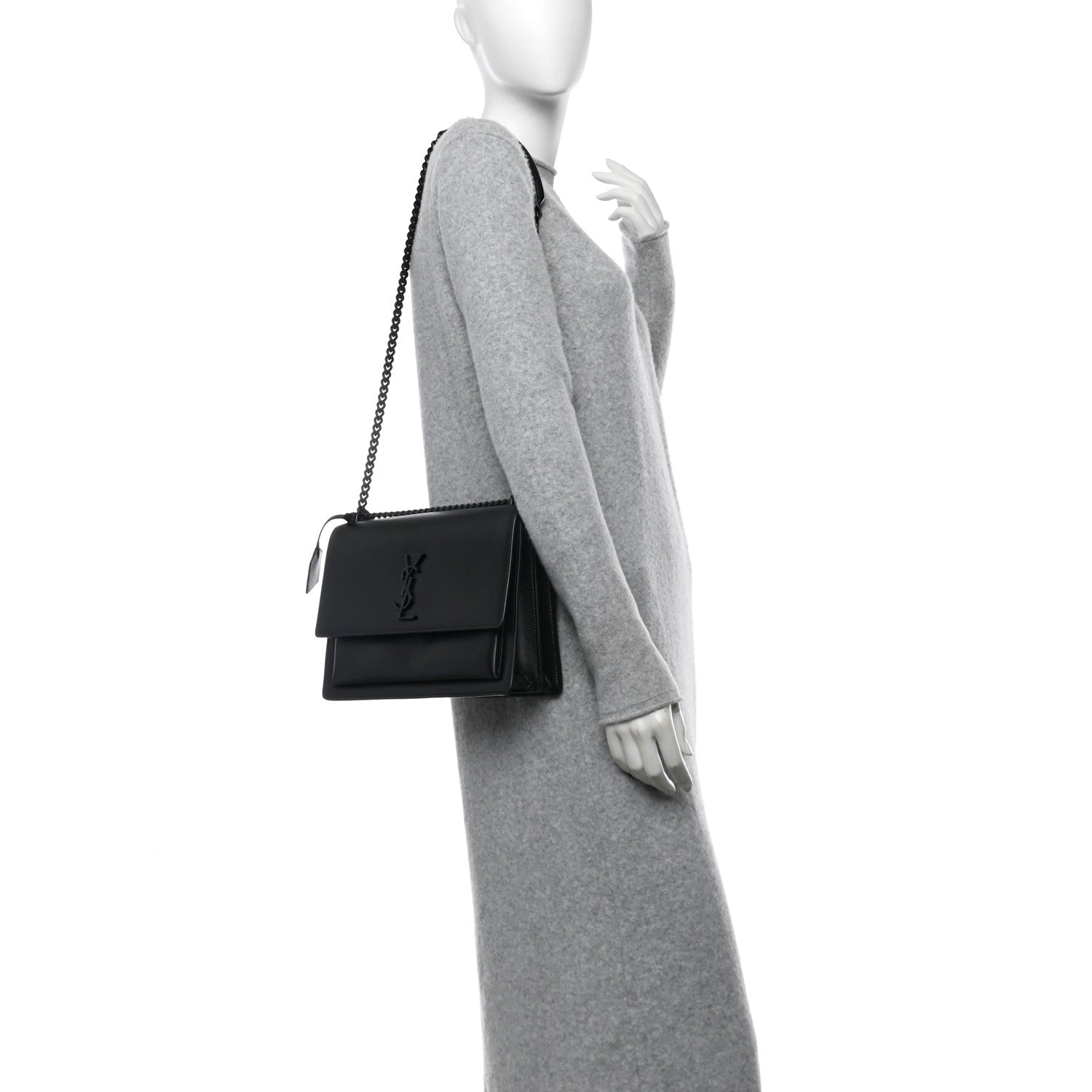 Saint Laurent Calfskin Large Monogram Monochrome Sunset Black 2 of 14