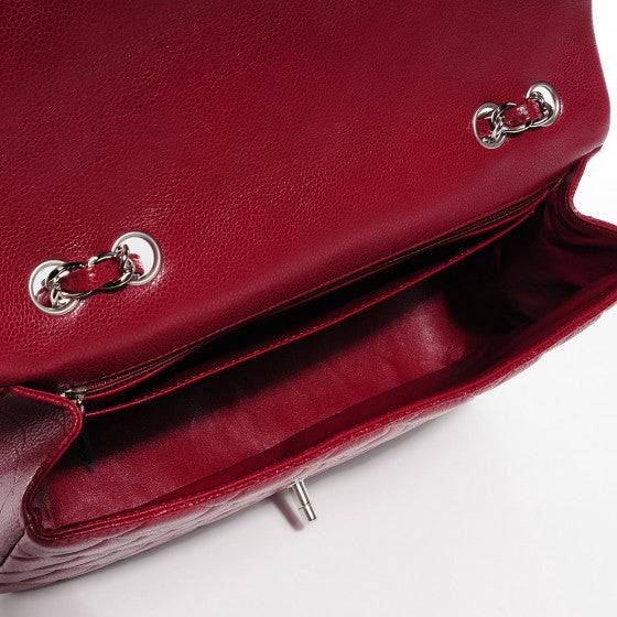 Chanel Caviar Jumbo Single Flap Dark Red 13 of 16