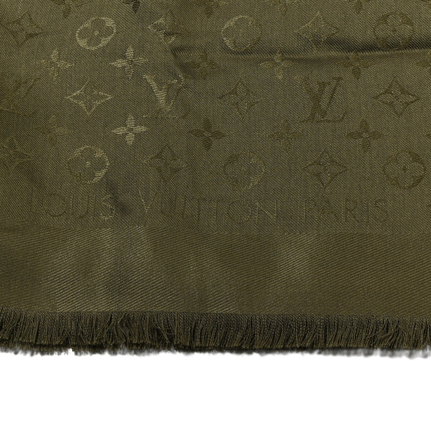 Silk Wool Monogram Shawl Kaki