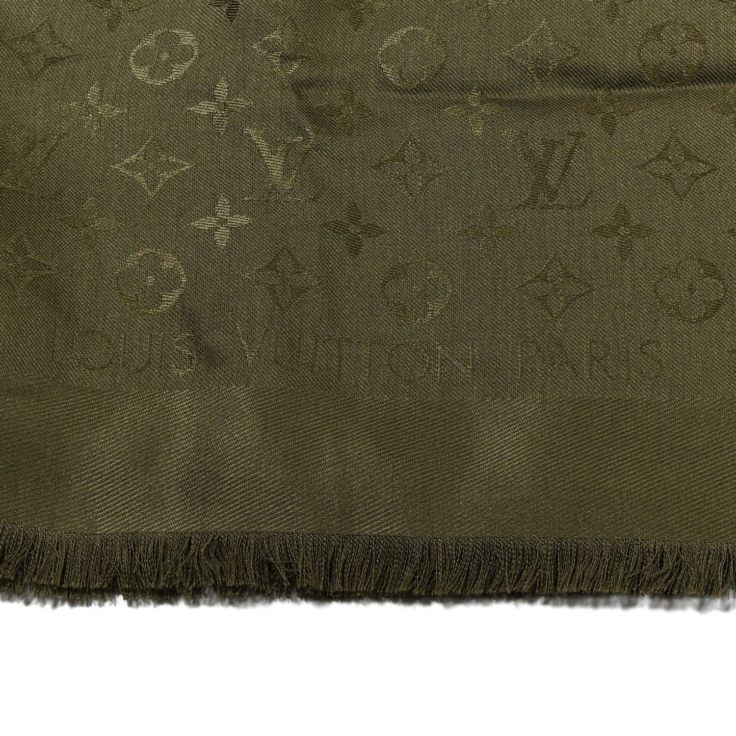 Louis Vuitton Silk Wool Monogram Shawl Kaki 2 of 5