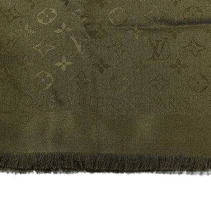Louis Vuitton Silk Wool Monogram Shawl Kaki 2 of 5