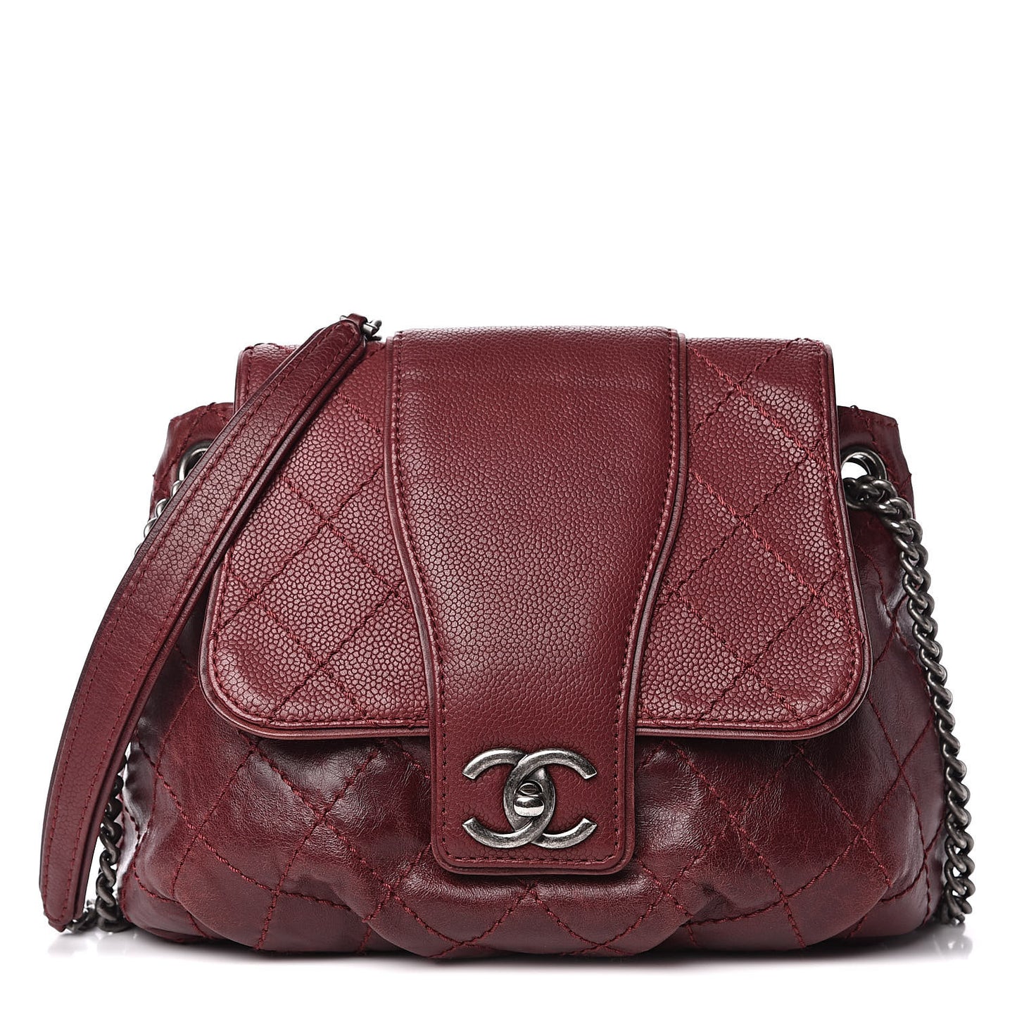 Caviar Aged Calfskin Medium Bubble Graphic Messenger Bag Dark Red