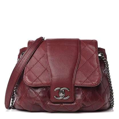 Chanel Caviar Aged Calfskin Medium Bubble Graphic Messenger Bag Dark Red 1 of 13