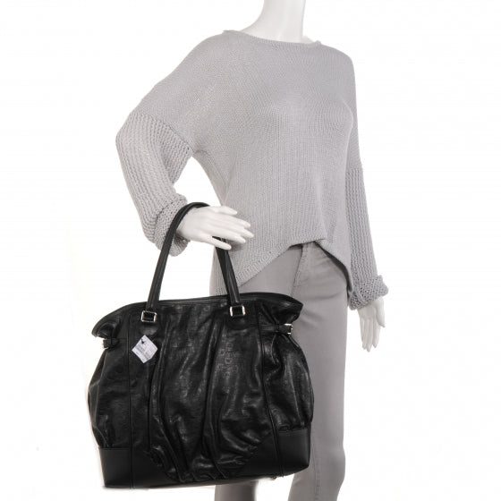 Horsebit Embossed Full Moon Tote Black