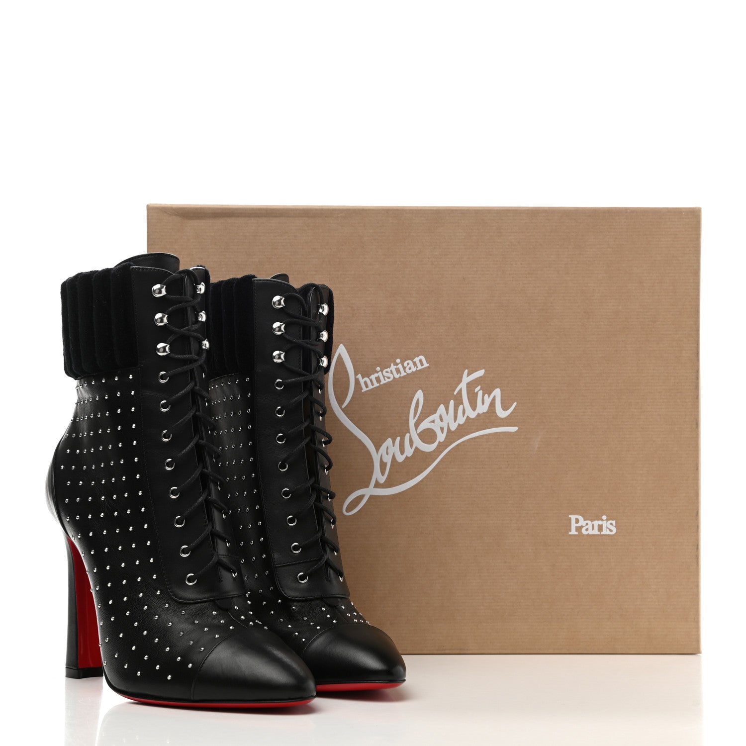Christian Louboutin Calfskin Studded Dakita Booties 37.5 Black 8 of 8