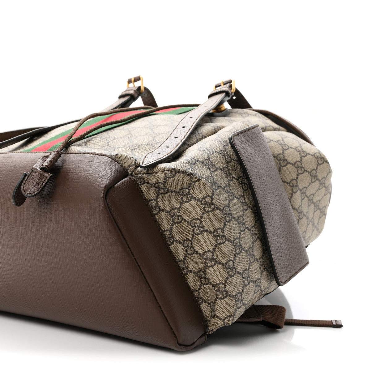 Gucci GG Supreme Monogram Medium Ophidia Double Buckle Backpack Brown 10 of 10