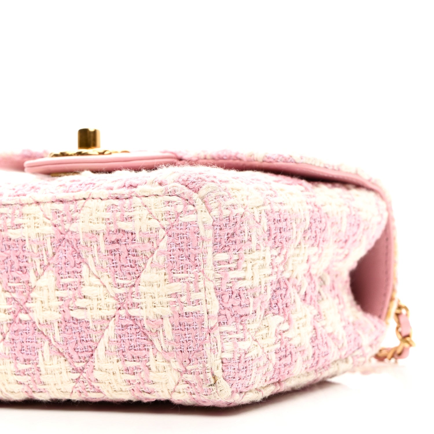 Chanel Tweed Handle Crush Top Handle Flap Bag Pink Ecru 10 of 10