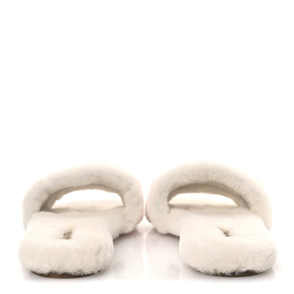 Christian Dior Shearling Canvas Embroidered Chez Moi Slide Sandal 40 White Pink 6 of 11